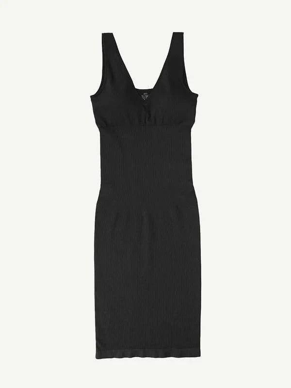 CurvyPower | NL Bodycon Deep V Neck Bodycon Shaping Midi Dress with Removable Pads