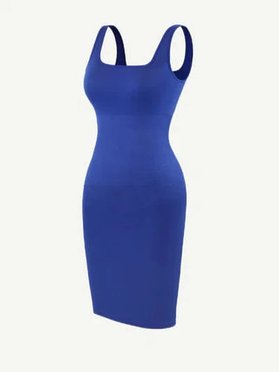 CurvyPower | NL Bodycon Square Neck Midi Dress Shapewear Bodycon With Removable Pads