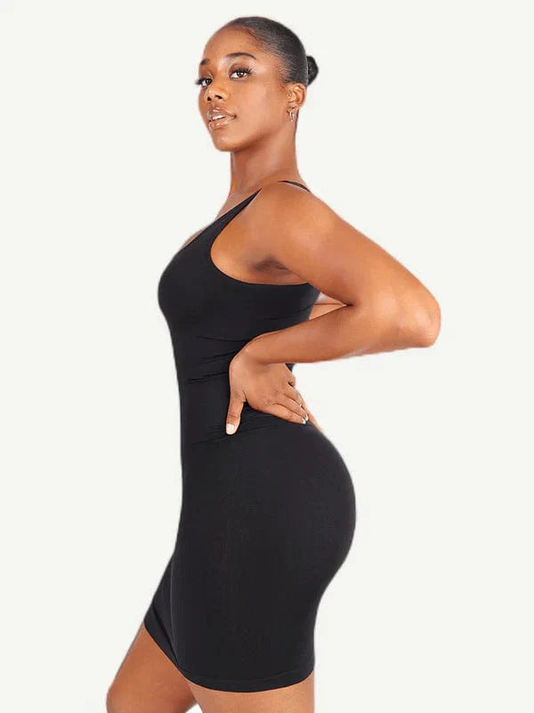 CurvyPower | NL Bodycon Square Neck Midi Dress Shapewear Bodycon With Removable Pads