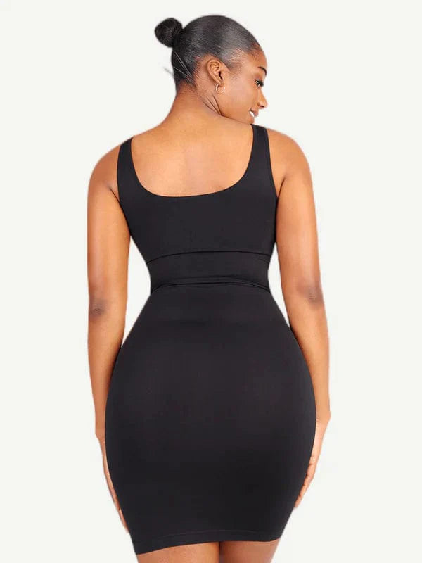 CurvyPower | NL Bodycon Square Neck Midi Dress Shapewear Bodycon With Removable Pads