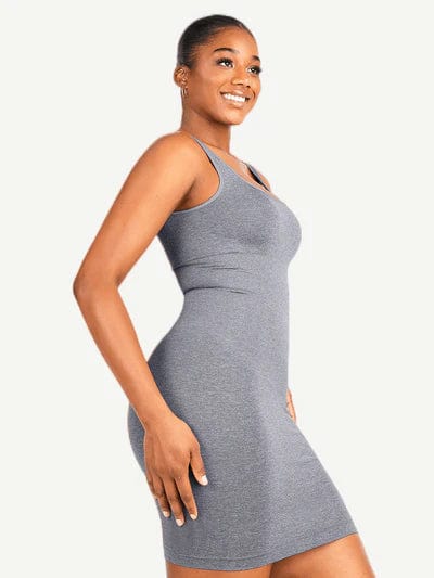 CurvyPower | NL Bodycon Square Neck Midi Dress Shapewear Bodycon With Removable Pads