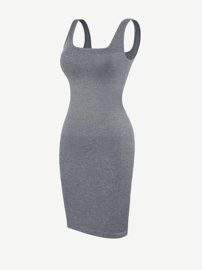 CurvyPower | NL Bodycon Square Neck Midi Dress Shapewear Bodycon With Removable Pads