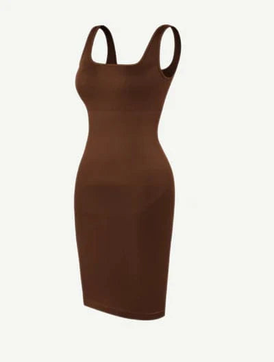 CurvyPower | NL Bodycon Square Neck Midi Dress Shapewear Bodycon With Removable Pads