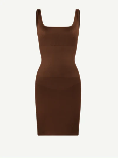 CurvyPower | NL Bodycon Square Neck Midi Dress Shapewear Bodycon With Removable Pads