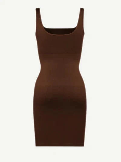 CurvyPower | NL Bodycon Square Neck Midi Dress Shapewear Bodycon With Removable Pads