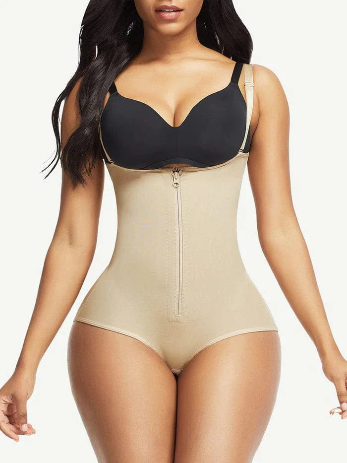 CurvyPower | NL bodysuit Beige / S Waist Trainer Shapewear with Front Zipper and Adjustable Strap Bodysuit
