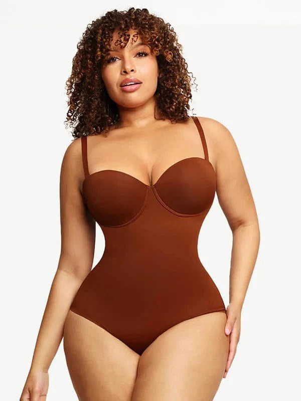 CurvyPower | NL bodysuit Dark Brown / S Bust Capped Shapewear Tummy Control Bodysuit