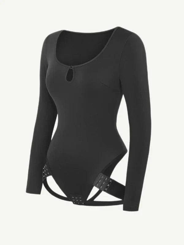 CurvyPower | NL bodysuit Long Sleeve Scoop Neck Shaping Thong Bodysuit