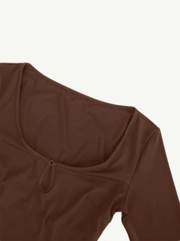 CurvyPower | NL bodysuit Long Sleeve Scoop Neck Shaping Thong Bodysuit
