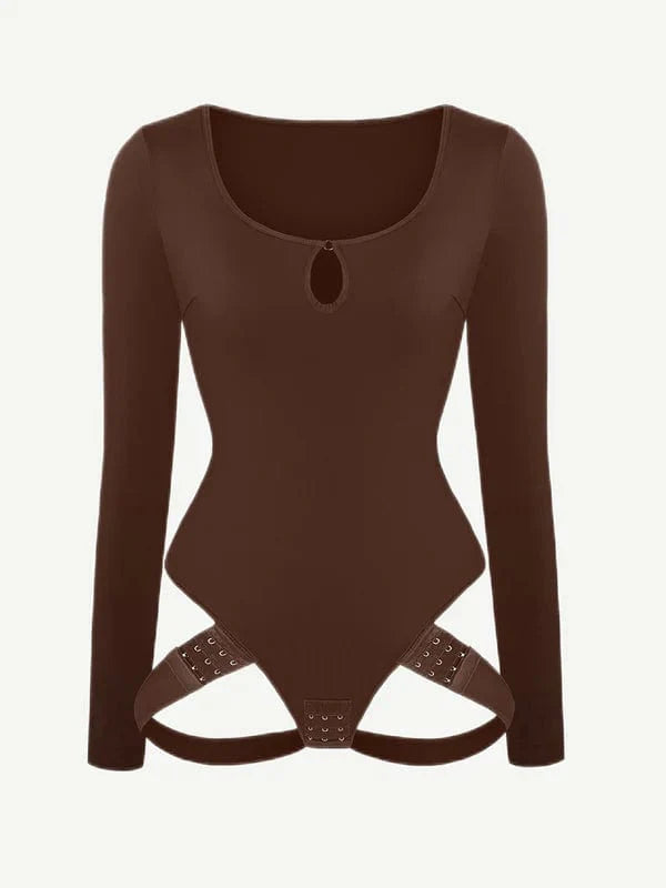 CurvyPower | NL bodysuit Long Sleeve Scoop Neck Shaping Thong Bodysuit