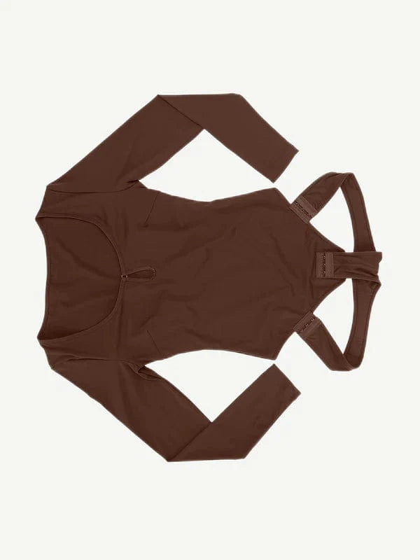 CurvyPower | NL bodysuit Long Sleeve Scoop Neck Shaping Thong Bodysuit