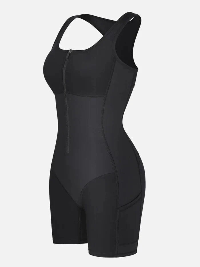 CurvyPower | NL bodysuit One Piece Shaping Bodysuit with Front Zipper and Side Pockets