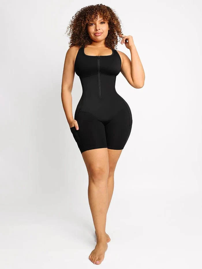 CurvyPower | NL bodysuit One Piece Shaping Bodysuit with Front Zipper and Side Pockets