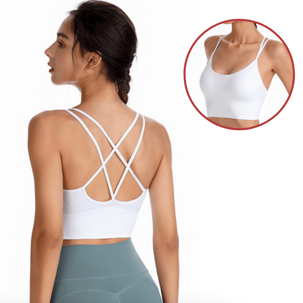 CurvyPower | NL Bras 2XL / White Seamless High Impact Cross Back Sport Bra