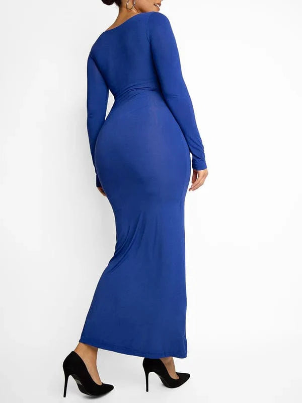 CurvyPower | NL Maxi Dress Built In Shapewear Long Sleeve Bodycon Maxi Dress
