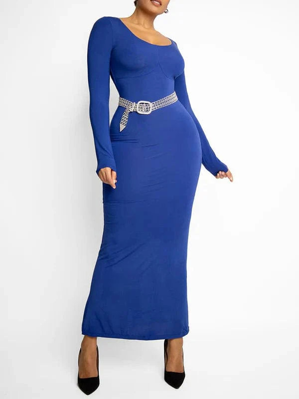CurvyPower | NL Maxi Dress Built In Shapewear Long Sleeve Bodycon Maxi Dress