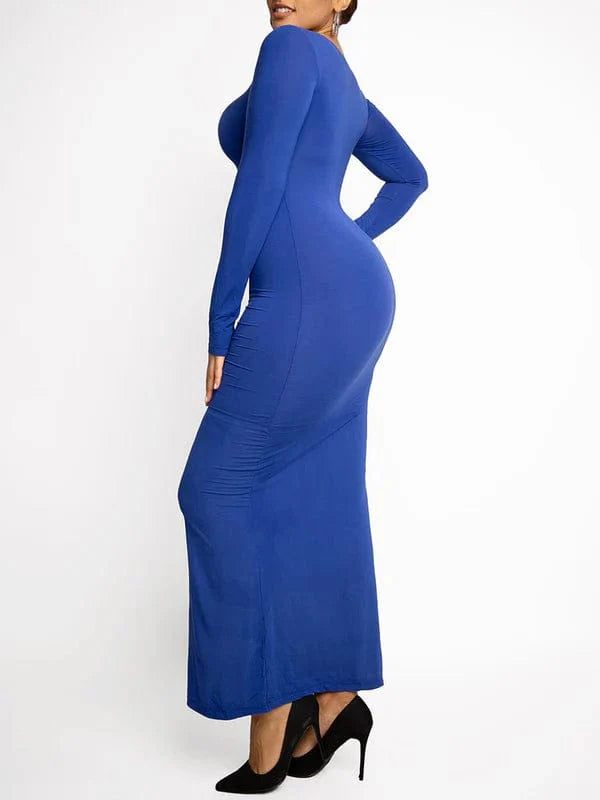 CurvyPower | NL Maxi Dress Built In Shapewear Long Sleeve Bodycon Maxi Dress