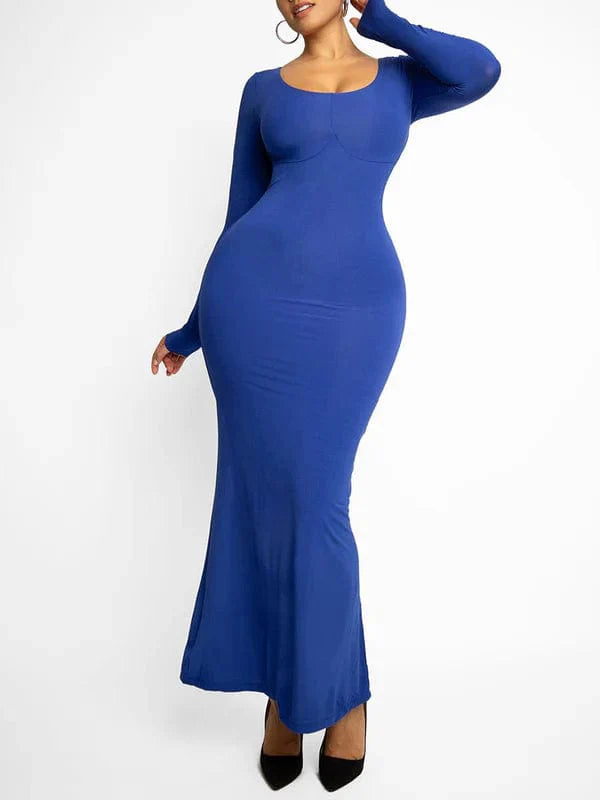 CurvyPower | NL Maxi Dress Built In Shapewear Long Sleeve Bodycon Maxi Dress