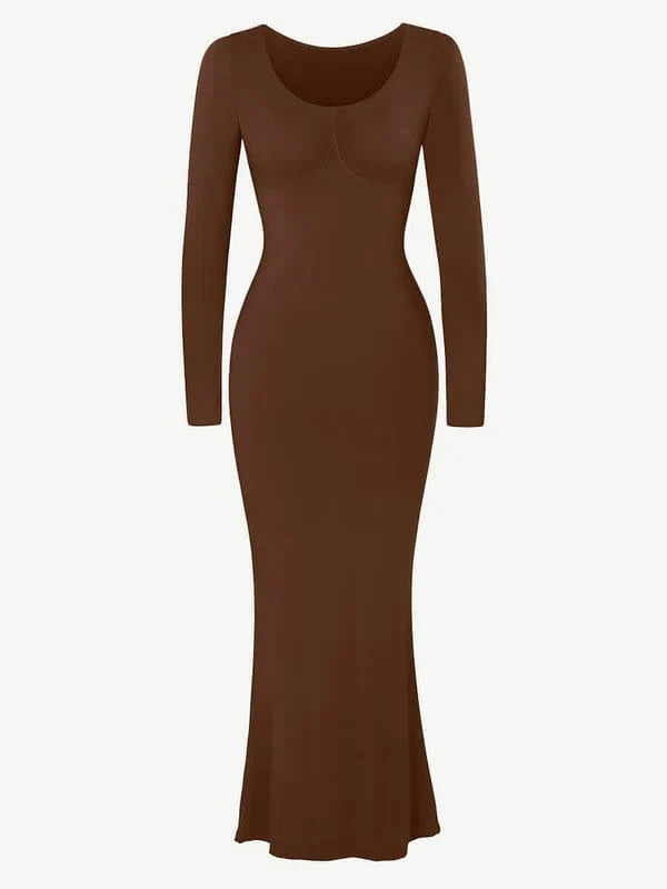 CurvyPower | NL Maxi Dress Built In Shapewear Long Sleeve Bodycon Maxi Dress