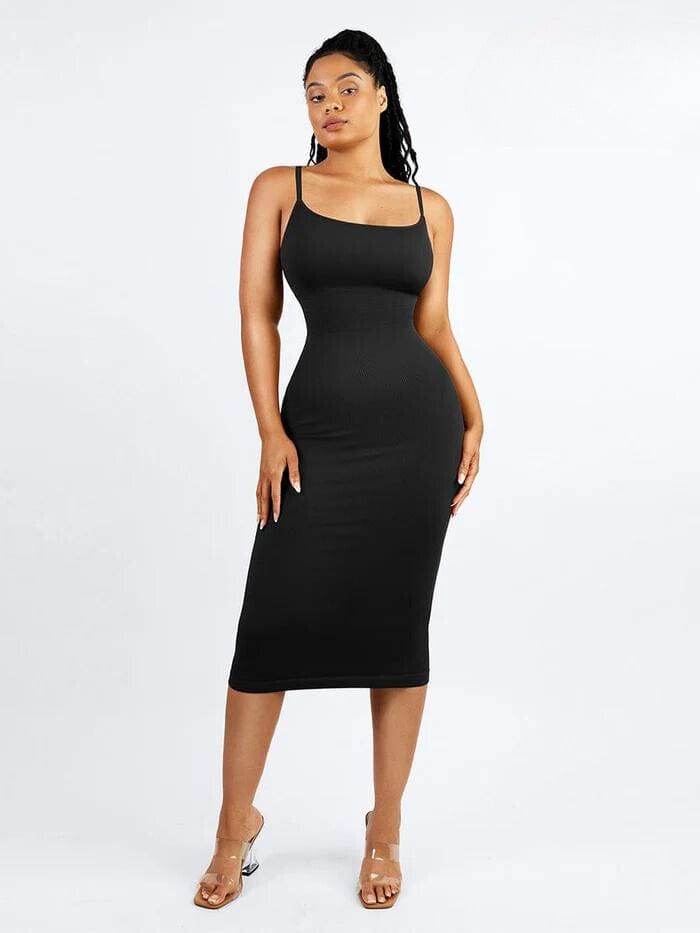 CurvyPower | NL Midi Dress Black / XS/S Waist Control Bodycon Shapewear Midi Dress