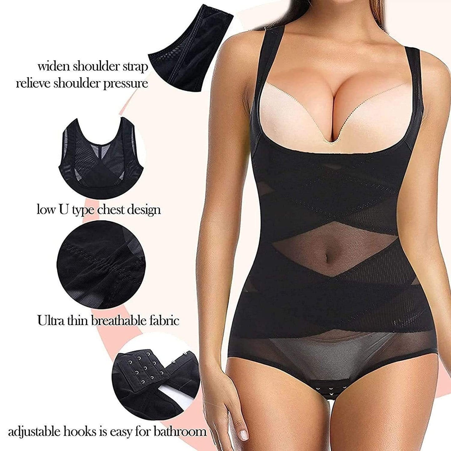 CurvyPower | NL Shapewear Women Shapewear Cross Bodysuit Open-Bust