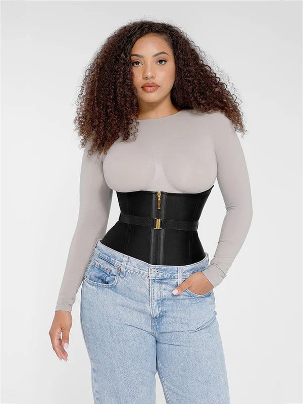 CurvyPower | NL Waist Trainer Steel-Boned Waist Trainer Shapewear with Fan Lacing and Adjustable Front Buckle