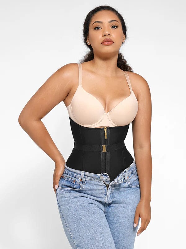 CurvyPower | NL Waist Trainer Steel-Boned Waist Trainer Shapewear with Fan Lacing and Adjustable Front Buckle