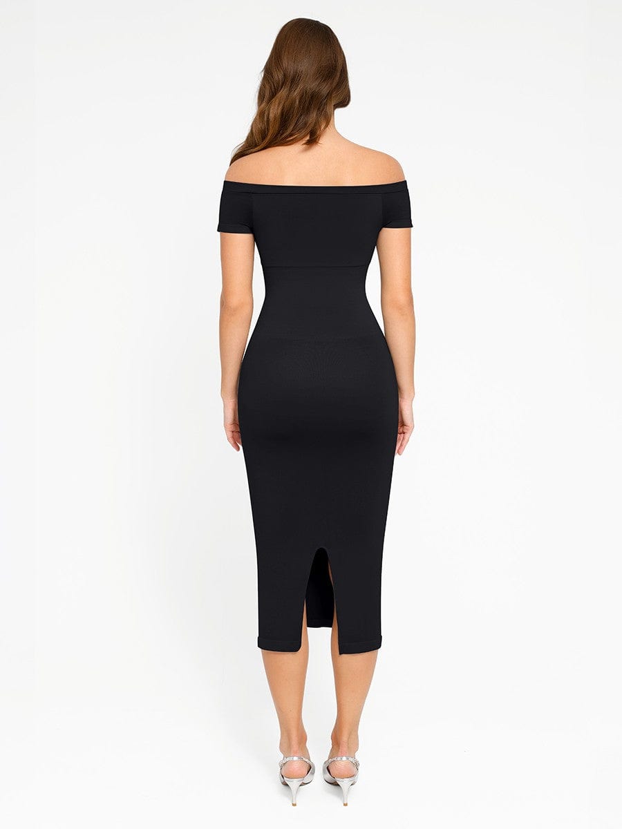 CurvyPower | NL Bodycon Short Sleeve Bodycon Shapewear Midi Dress