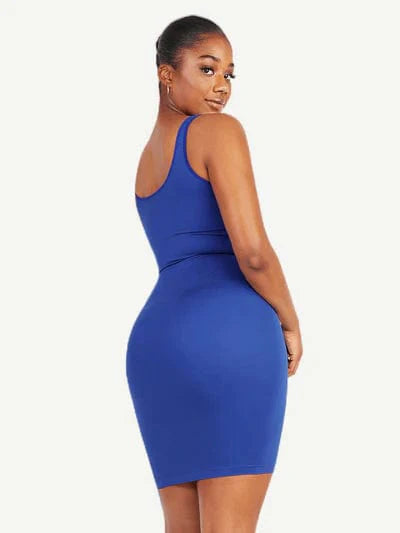 CurvyPower | NL Bodycon Square Neck Midi Dress Shapewear Bodycon With Removable Pads