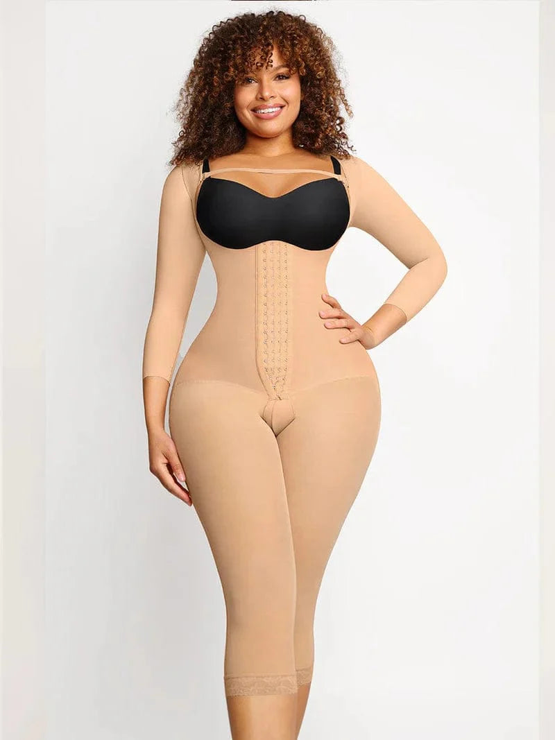 CurvyPower | NL bodysuit Beige / S Long Sleeve Shapewear Bodysuit with U-Shape Post-Surgical Bust Support