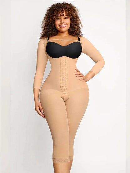 CurvyPower | NL bodysuit Beige / S Long Sleeve Shapewear Bodysuit with U-Shape Post-Surgical Bust Support