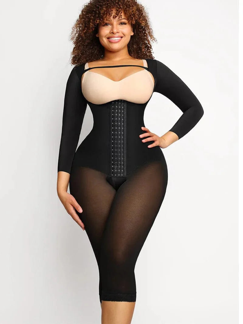 CurvyPower | NL bodysuit Black / S Long Sleeve Shapewear Bodysuit with U-Shape Post-Surgical Bust Support