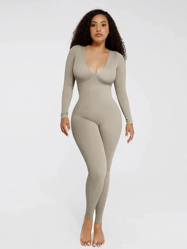CurvyPower | NL bodysuit Deep V Whole Body Tummy Control Shaping Bodysuit