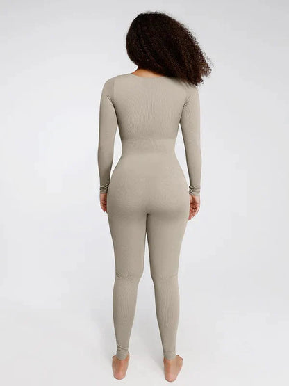 CurvyPower | NL bodysuit Deep V Whole Body Tummy Control Shaping Bodysuit