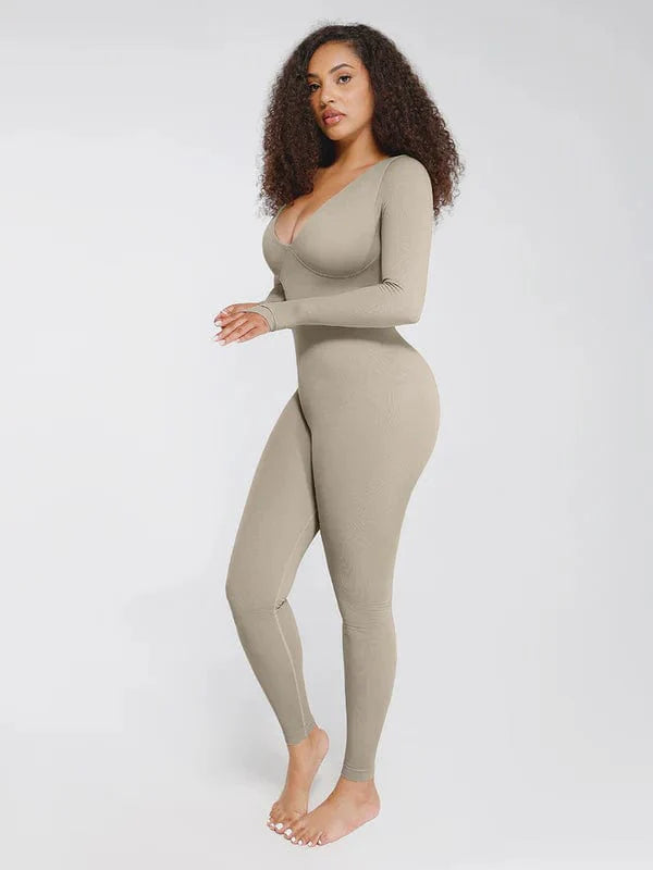 CurvyPower | NL bodysuit Deep V Whole Body Tummy Control Shaping Bodysuit