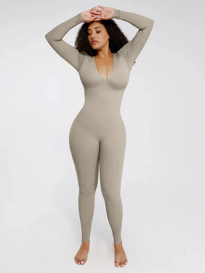 CurvyPower | NL bodysuit Deep V Whole Body Tummy Control Shaping Bodysuit
