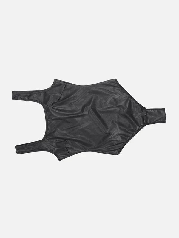 CurvyPower | NL bodysuit Elastic Tummy Control Shapewear Bodysuit in Faux Leather