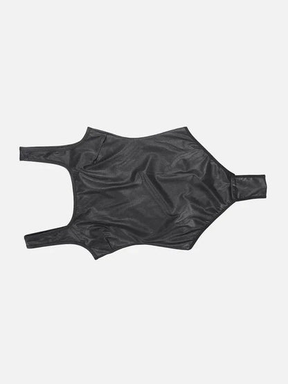 CurvyPower | NL bodysuit Elastic Tummy Control Shapewear Bodysuit in Faux Leather
