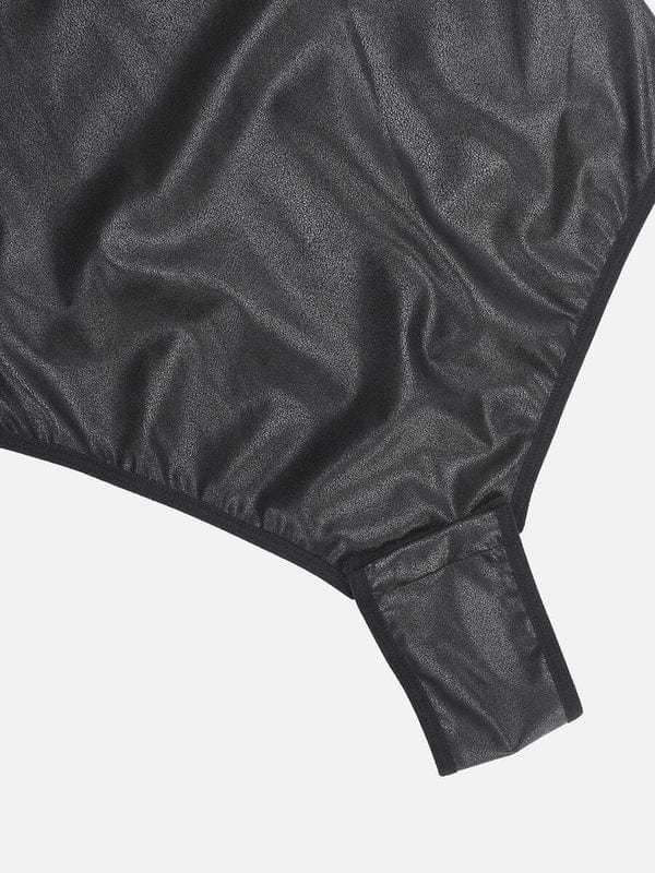 CurvyPower | NL bodysuit Elastic Tummy Control Shapewear Bodysuit in Faux Leather