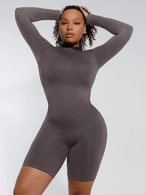 CurvyPower | NL bodysuit Light Gray / XS/S Seamless Waist Cincher Bodysuit Shapewear with Removable Cups