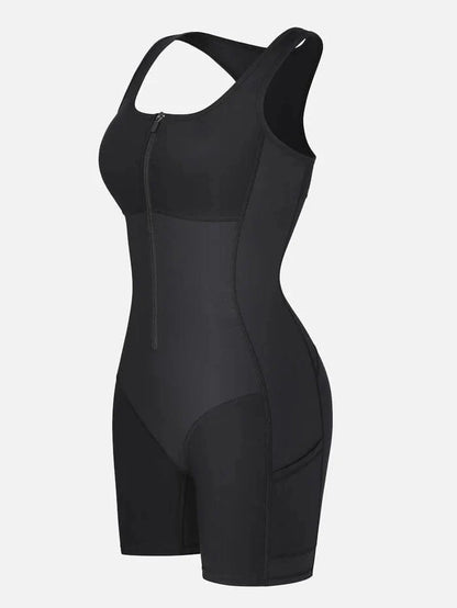 CurvyPower | NL bodysuit One Piece Shaping Bodysuit with Front Zipper and Side Pockets