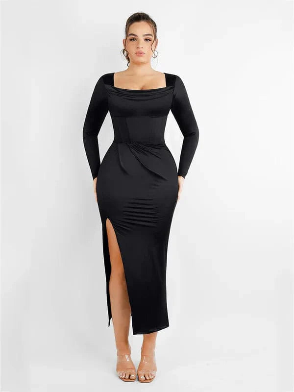 CurvyPower | NL bodysuit Square Neck Shapewear Tummy Control Bodysuit with Removable Pads