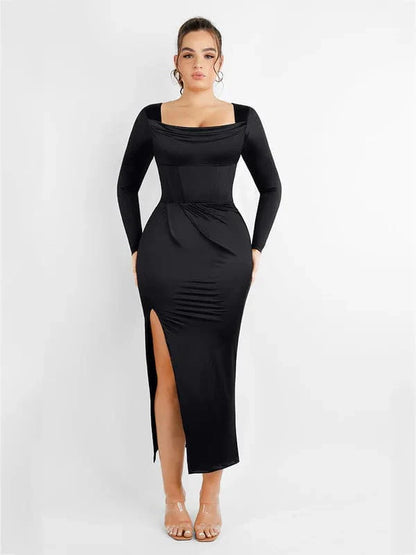 CurvyPower | NL bodysuit Square Neck Shapewear Tummy Control Bodysuit with Removable Pads