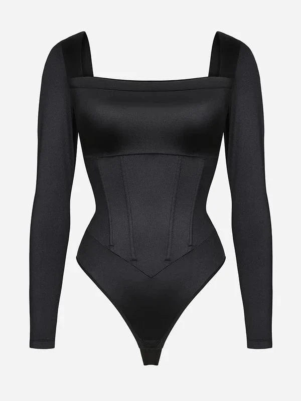 CurvyPower | NL bodysuit Square Neck Shapewear Tummy Control Bodysuit with Removable Pads