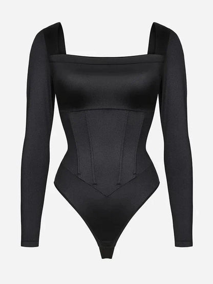CurvyPower | NL bodysuit Square Neck Shapewear Tummy Control Bodysuit with Removable Pads
