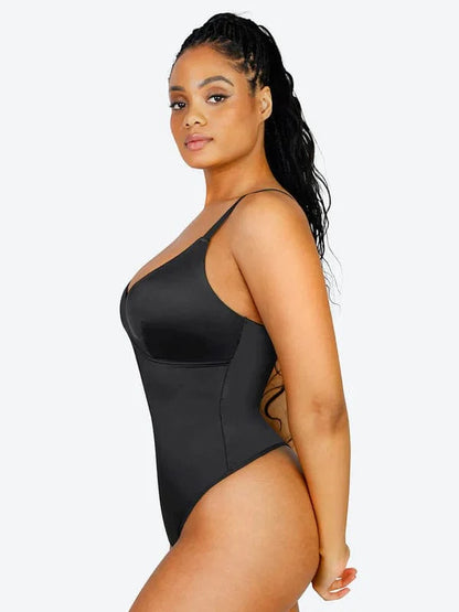 CurvyPower | NL bodysuit Tummy Control Elastic Mesh Shapewear Thong Bodysuit