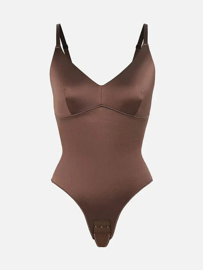 CurvyPower | NL bodysuit Tummy Control Elastic Mesh Shapewear Thong Bodysuit