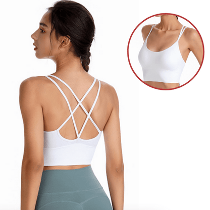 CurvyPower | NL Bras 2XL / White Seamless High Impact Cross Back Sport Bra