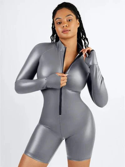CurvyPower | NL Jumpsuit Long Sleeve Shaping Sauna Suit with Front Zipper