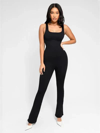 CurvyPower | NL Jumpsuit Low Back Tummy Control Flared Jumpsuit